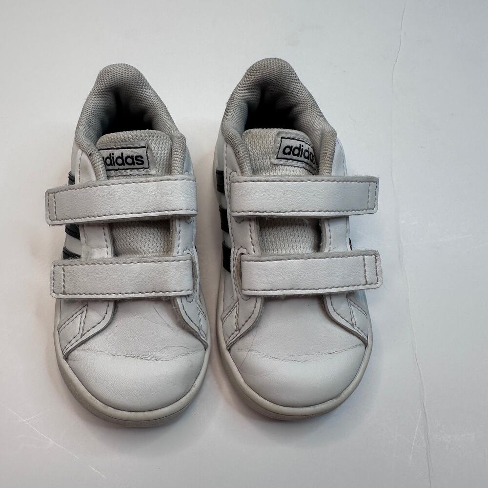 Adidas Grand Court White Black Stripe Sneakers